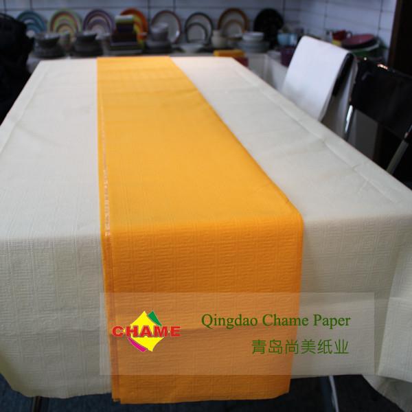 Disposable Premium Paper Tablecloths SGS 3Ply Yellow Paper Tablecloth For