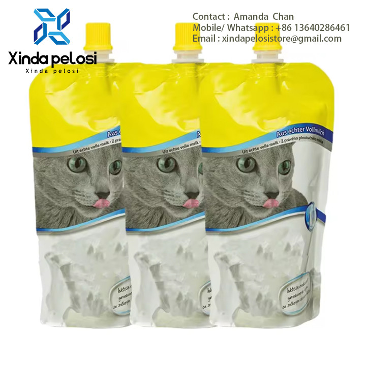Customized Logo Stand Up Wet Pet Food Retort Pouch With Spout Packaging