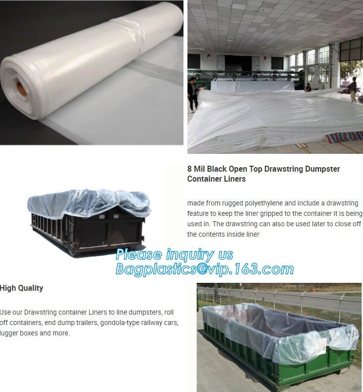 Dumpster 6Mill Open Top Roll Off Drawstring Container Liners,Open Top Drawstring 6 Mil Roll Off Container Liners, BAGEAS