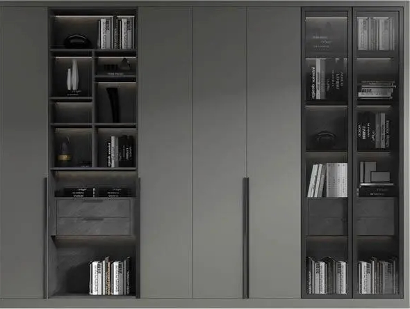 Customized Matte Grey Wardrobe Closet with Contemporary Design Style and PANEL Wood Style