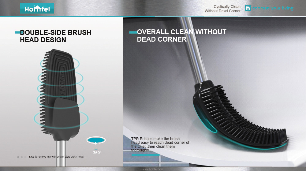 Powder Coating TPR Toilet Cleaning Brush With Holder Freestanding Custom Logo