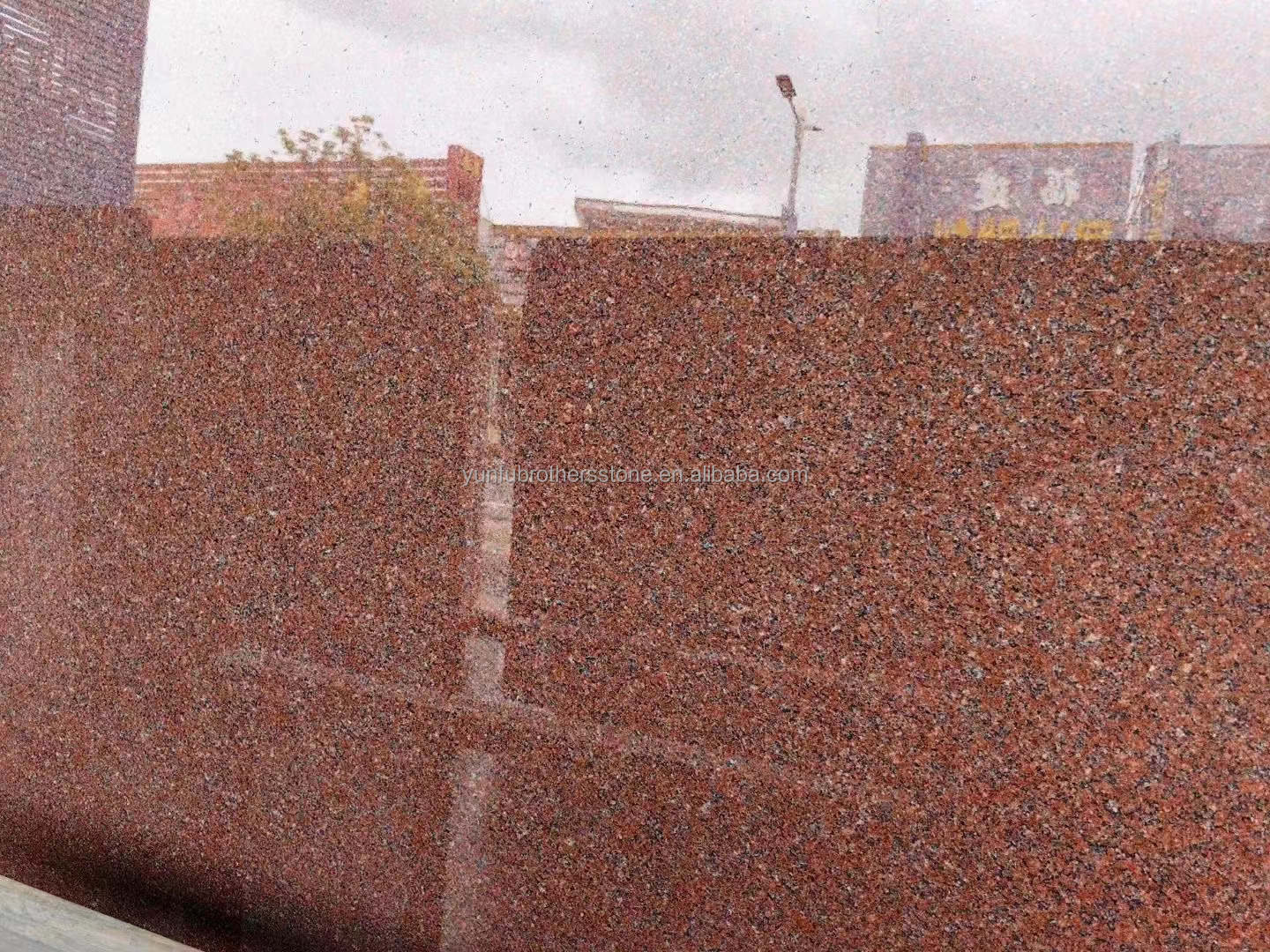 Modern India Red Granite Slabs for Exterior Interior Wall Stones and Door Frame Honed Surface