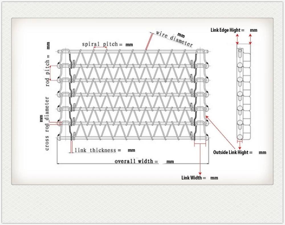 400mm 500mm Metal Wire Mesh Conveyor Flat Flex Belt With Chain