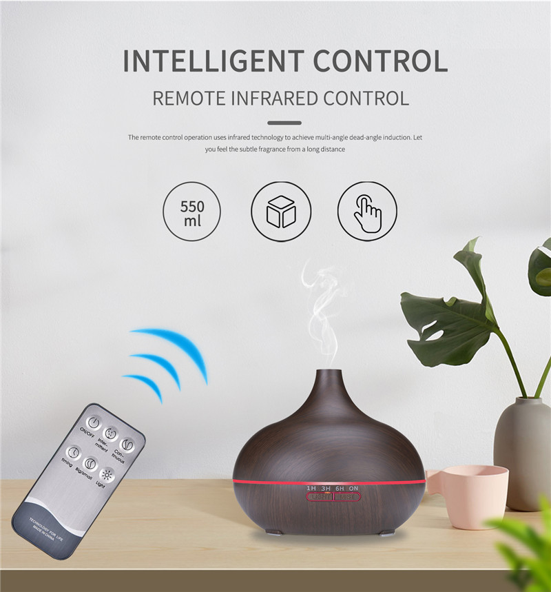 HomeFish Wood Grain USB Ultrasonic Aroma Humidifier Mist Output 30ml/H