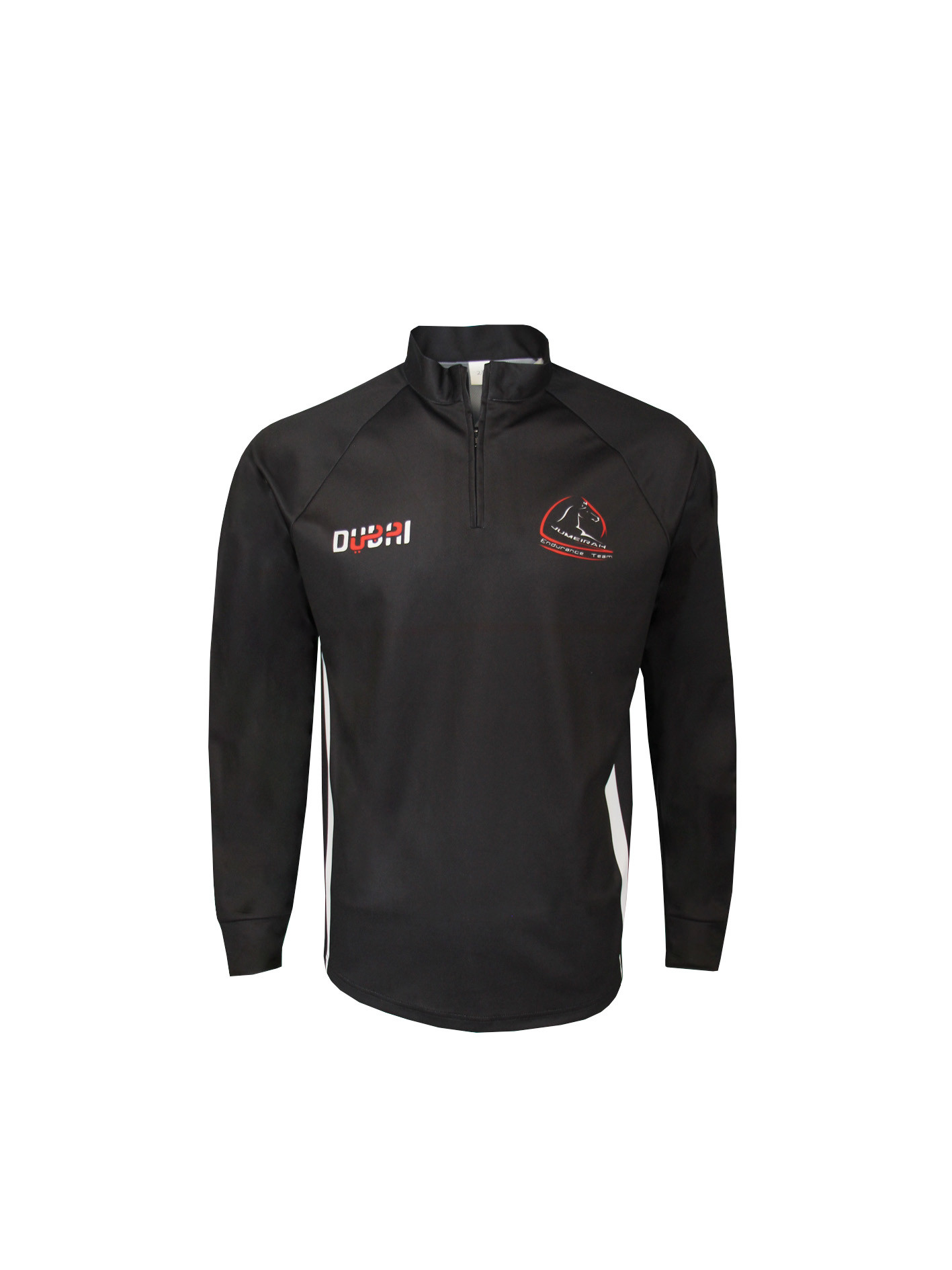 180G Stand Collar Black T Shirt Mens Long Sleeve With Zipper Sublimation Printing
