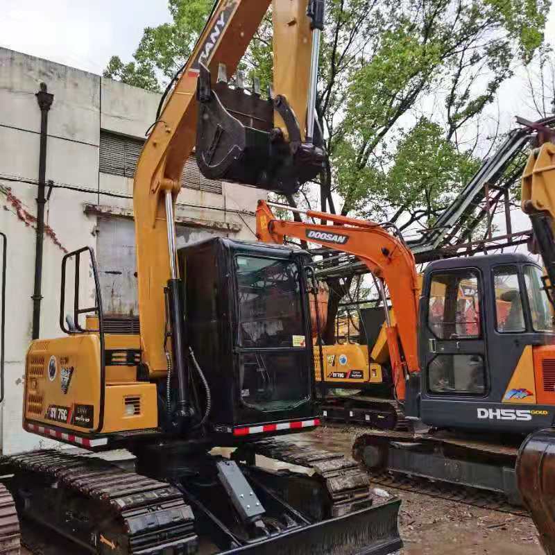 ISUZU Engine 7TON Yellow Sany SY75C Excavator 0.32 Bucket Capacity 43kw Power