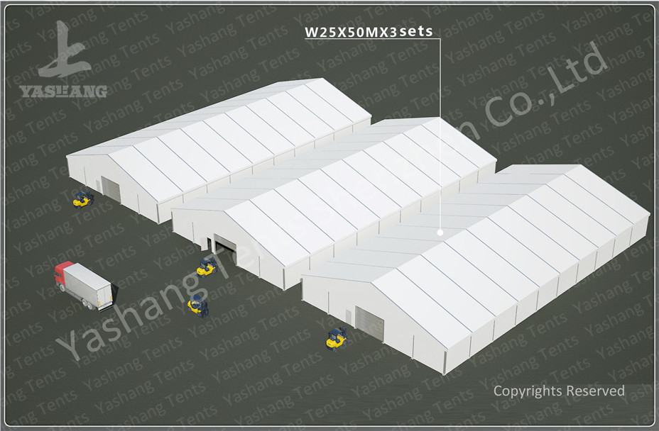 Side By Side Row 6000㎡ Large Industrial Tents High Performance ISO CE Certification