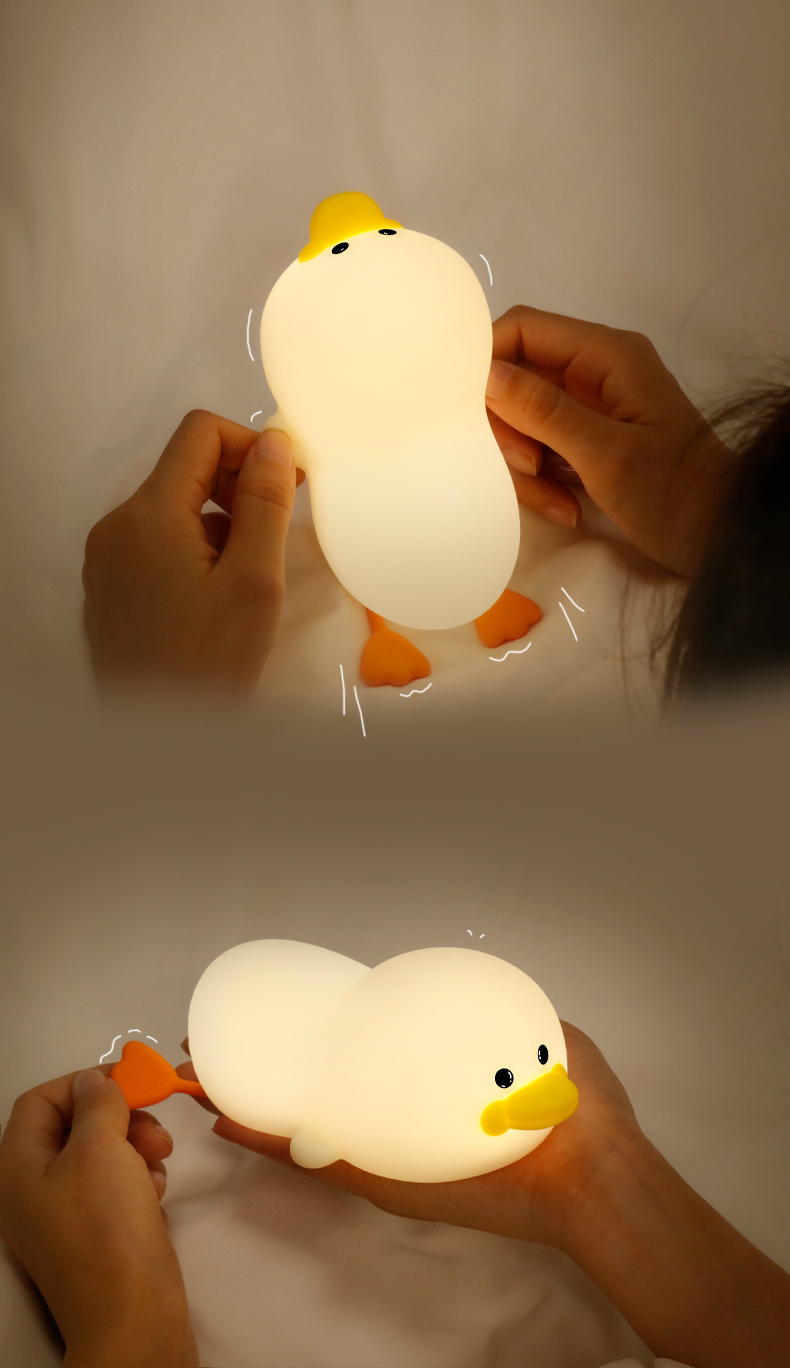 Cartoon Silicone Duck LED Night Light for Children's Bedroom Working Time hours 30000