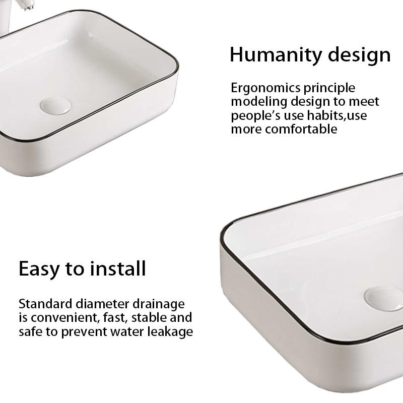 Small Rectangular Counter Top Wash Basin Porcelain Vessel Sink 20 Inch