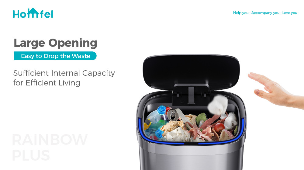 Home Stainless Steel Garbage Bin with Automatic Sensor and Batteries Required Customized Smart Trash Bin