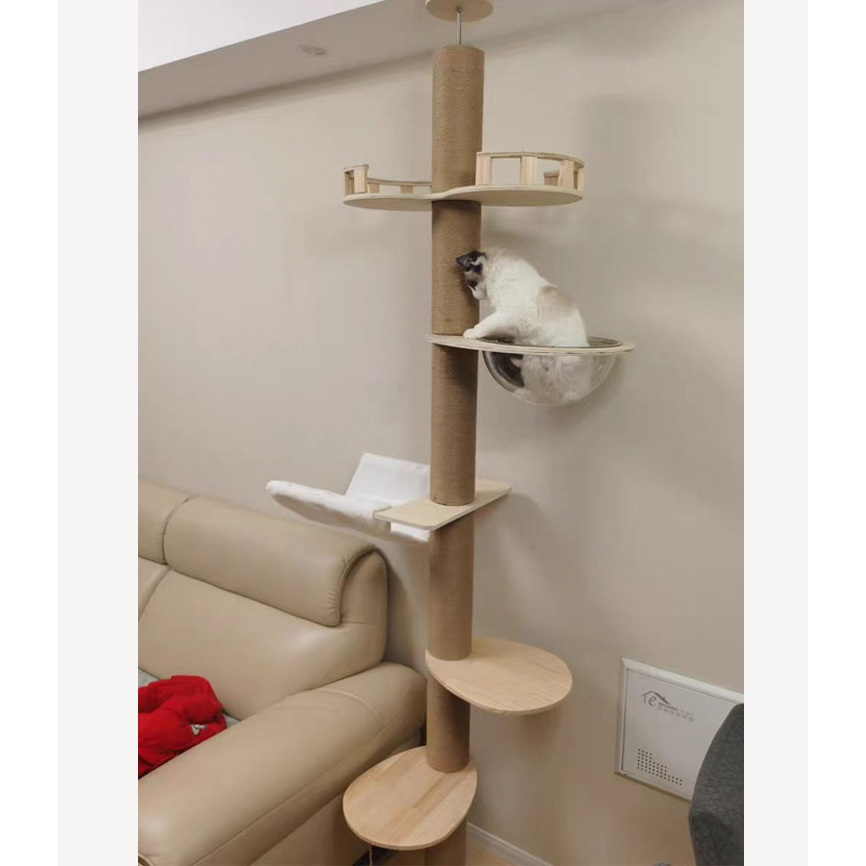 Pet House Floor-to-ceiling Cat Tree Condo Furniture Scratch Post Interactive Play