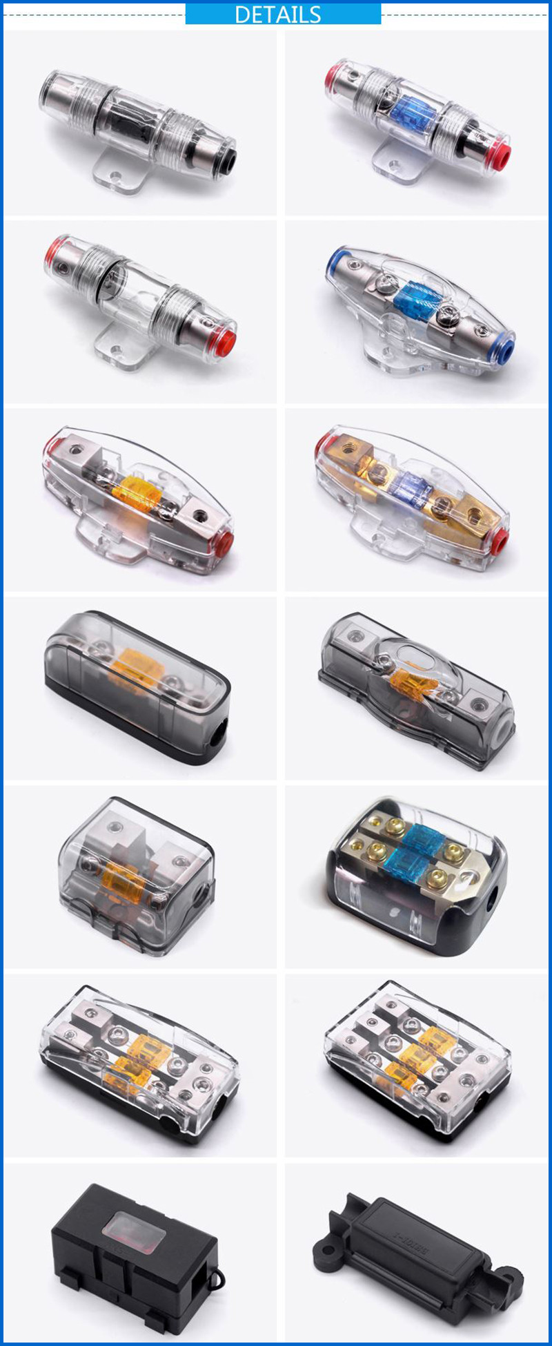 Car Audio 10x38mm Inline Fuse Holder 80A 32V With Mounting Clip