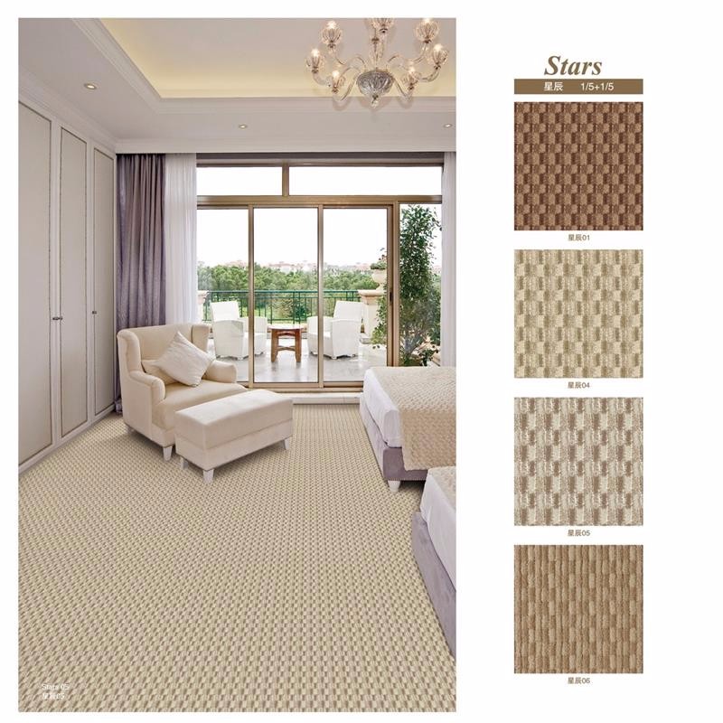 Machine tuft striped pattern cut pile blending carpet for star hotel