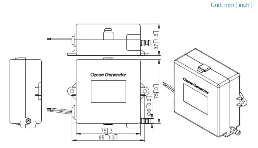 85mm Installation Dimension DC24V Ozone Generator for Corona Discharge Water Treatment