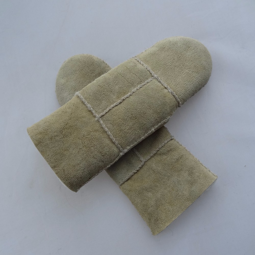 Women'S Shearling Skin Leather Mitten Gloves Double Face Lamb Fur Material