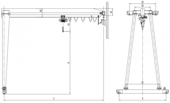 Q355E Material Single Girder Gantry Crane Low Temperature Resistant Outdoor 20T