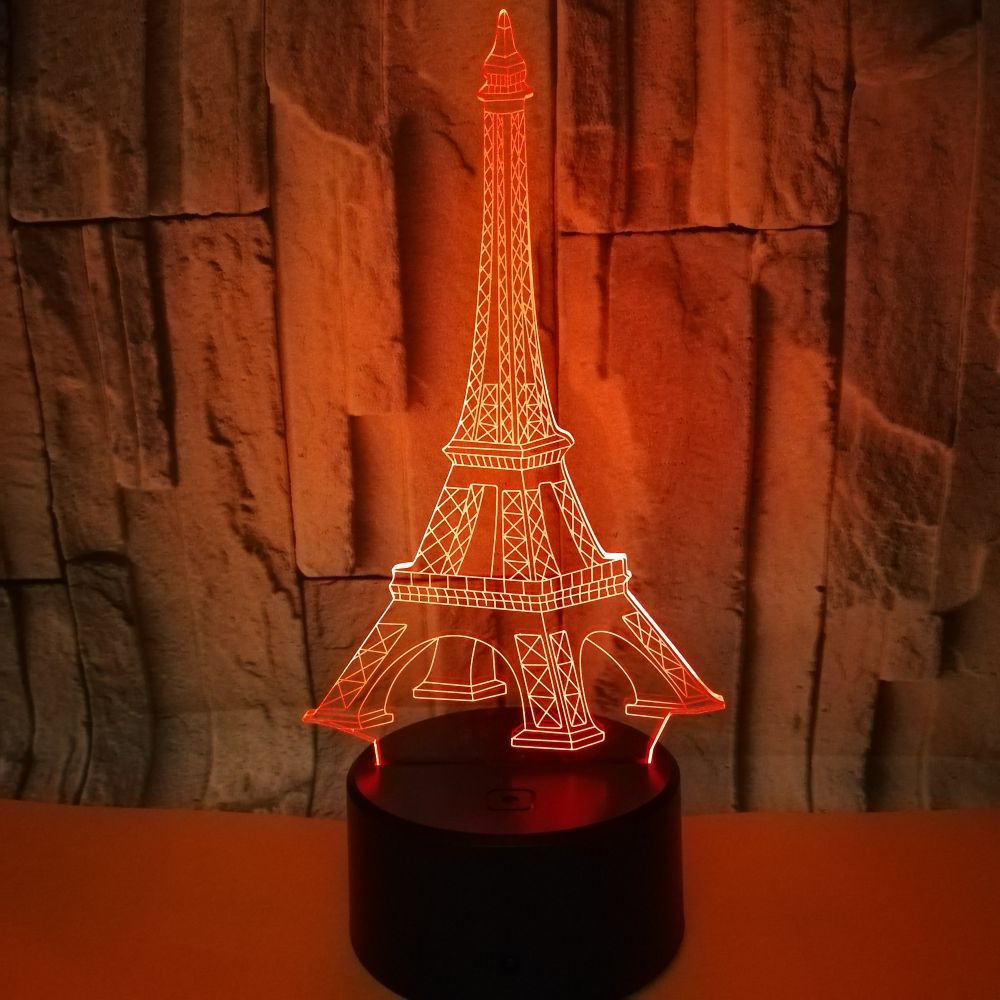 OEM Tourist attraction building logo Eiffel Tower 3D night Light Creative Visual Stereo LED Touch Switch Table Lamp 