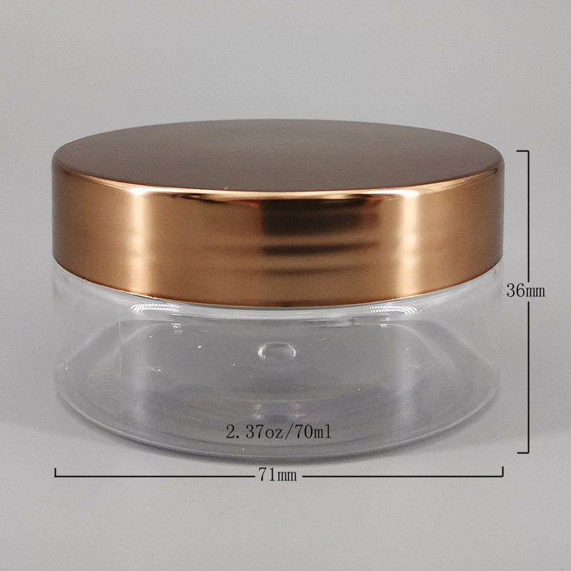 Golden Lid 36mm 70ml Clear Cosmetic Jars