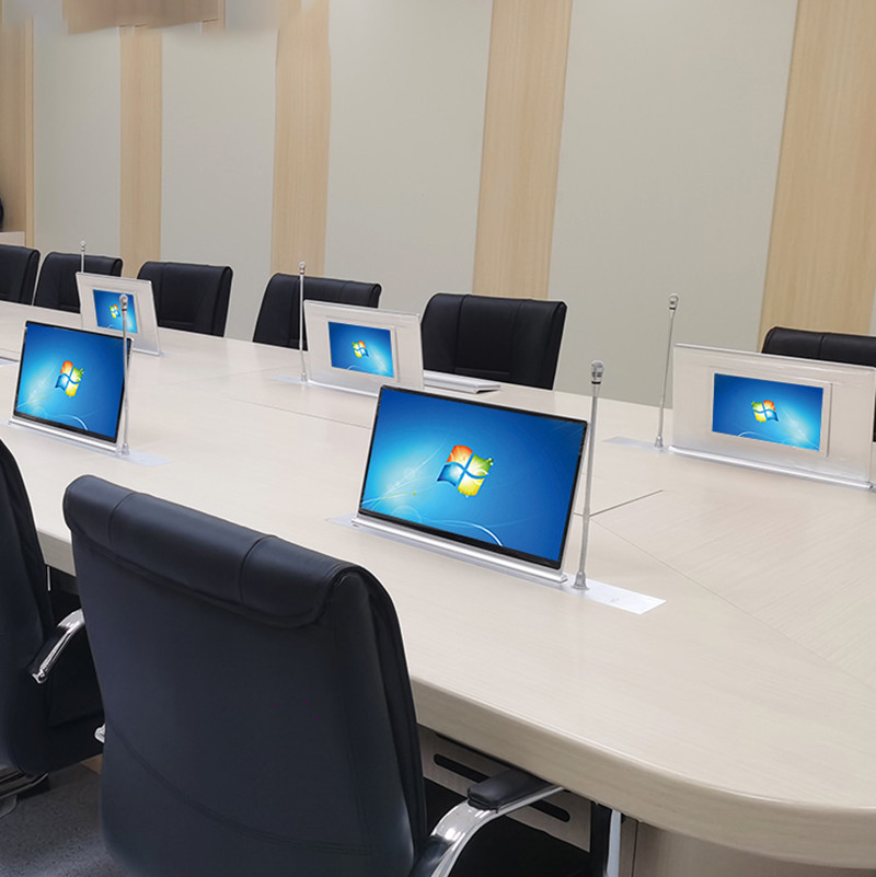 Motorized Touch Screen Lcd Monitor Lift With Back Screen Lcd Touch Screen Monitor For Conference Table