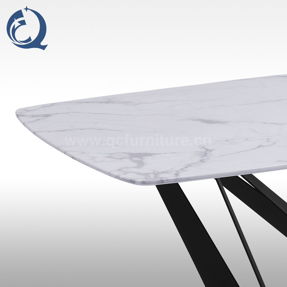 Anti Scratch Stainless Steel Marble Dining Table 200cm Minimalist Design