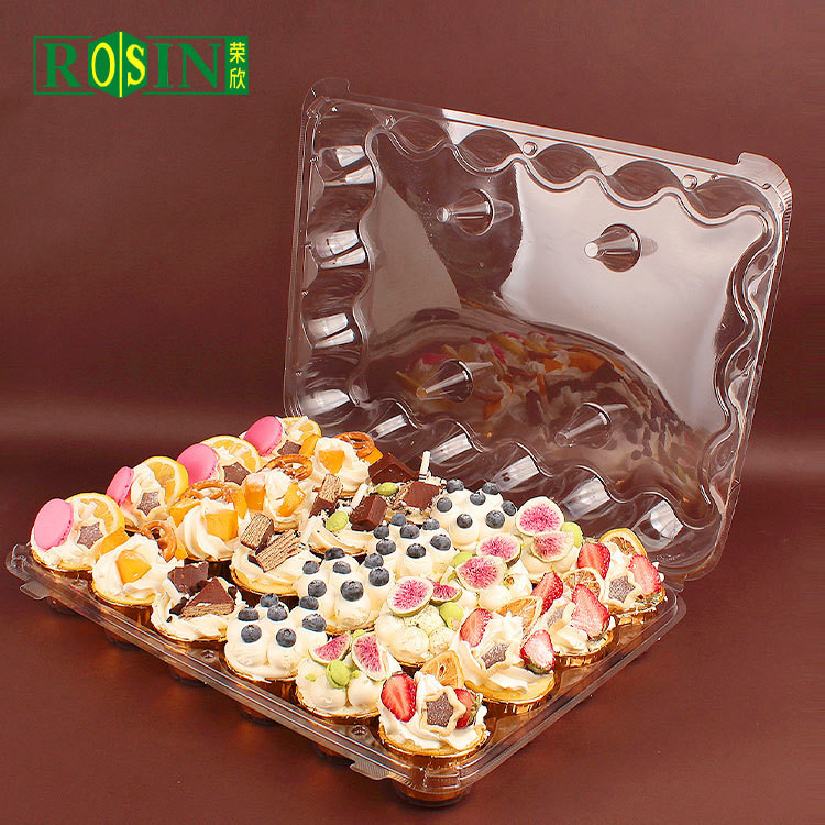 24 Hole Clear Plastic Cupcake Containers Portable For Muffins Cupcakes