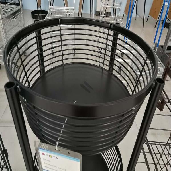 Quality Customized Retail Display Baskets Metal Wire Pen Stand 4 Castors for sale