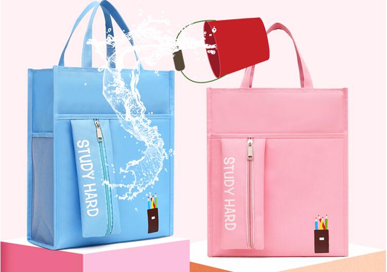 Factory Price Students' Tutorial Bags A4 Canvas Waterproof Hand Bag Pencilbag Large Capacity Schoolbag Office School Supplies