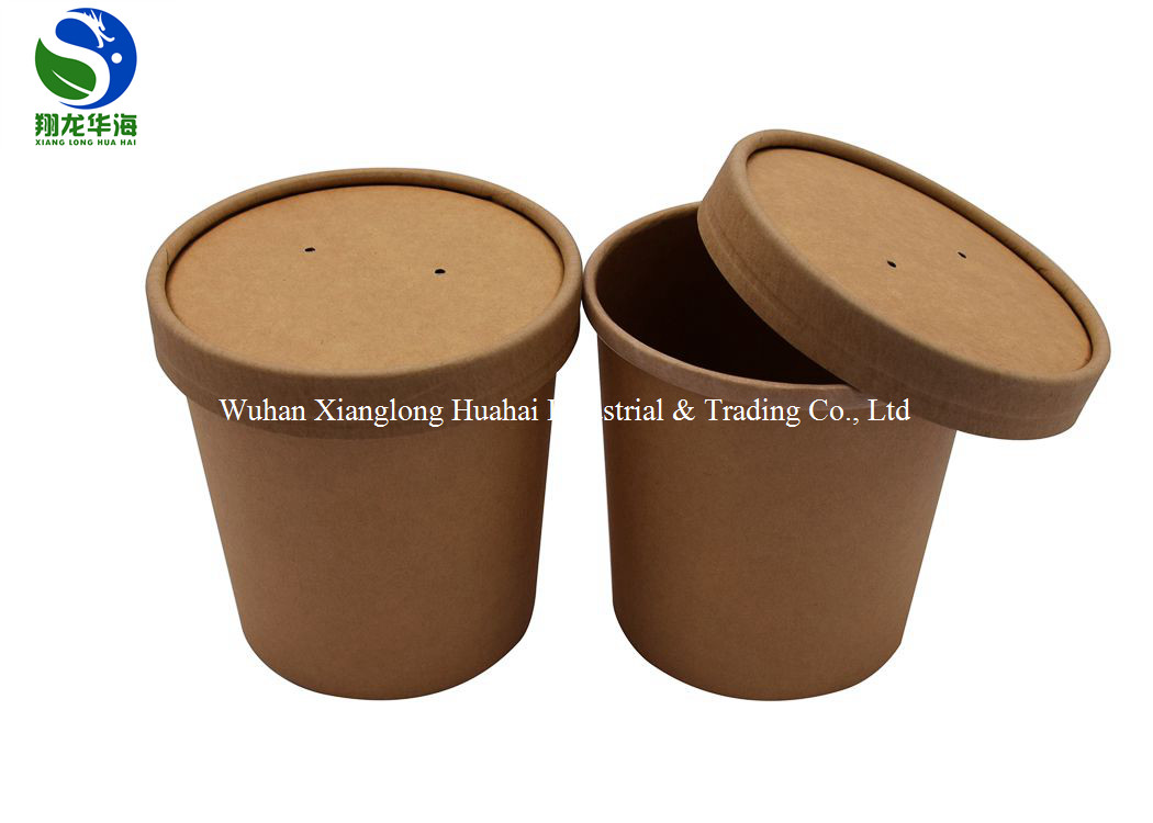 480ml Disposable Kraft Paper Food Buckets With Lid