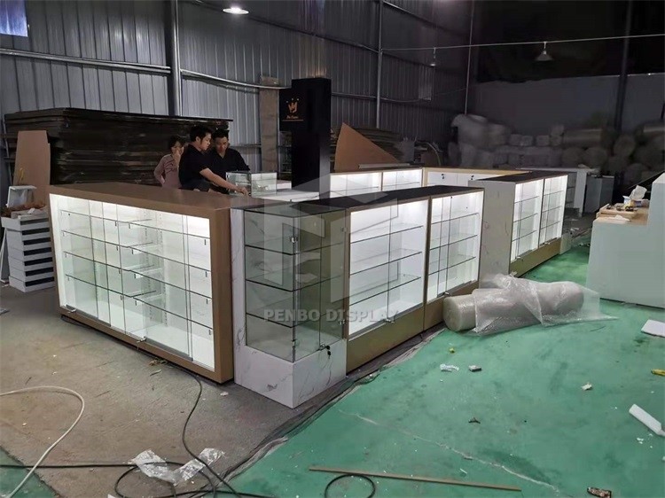 3000mm Long Mobile Phone Display Showcase With 2pcs Drawers