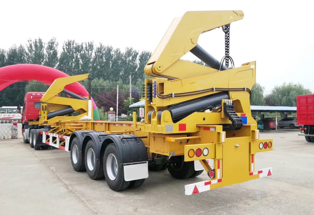37tons 40ft Container Self Side Loader Side Lifting Container Semi Trailer with Hydraulic Crane