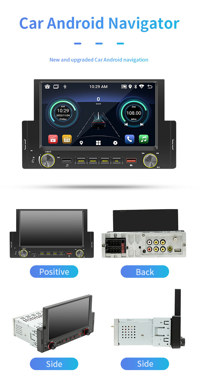 Android 1 DIN GPS Car Mount Tablet 6.2 Inch WiFi Internet Access Carplay