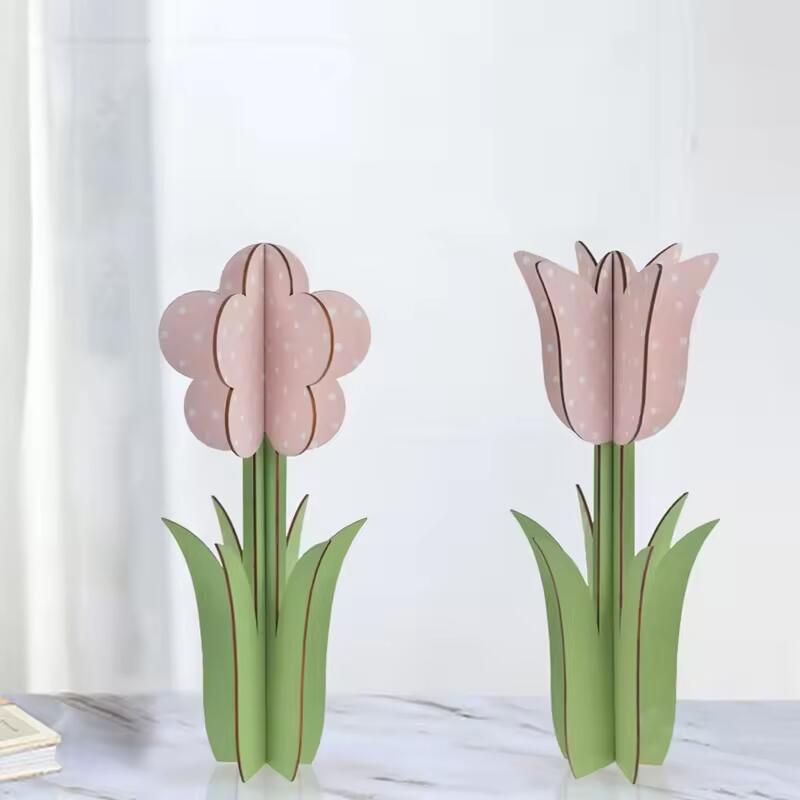 New Design Wooden Flower Figure Home Tabletop Decoration Pieces