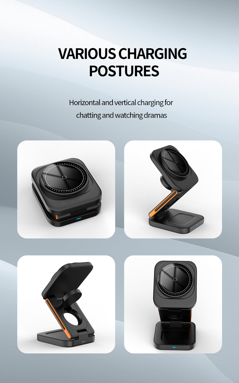 Over Charging Protection 3 In 1 Wireless Charger Stand IPhone And Samsung Watch