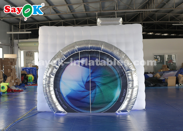 Professional Photo Studio Camera Shaped Inflatable Photo Booth External White Sliver 3*2.7*2.5m