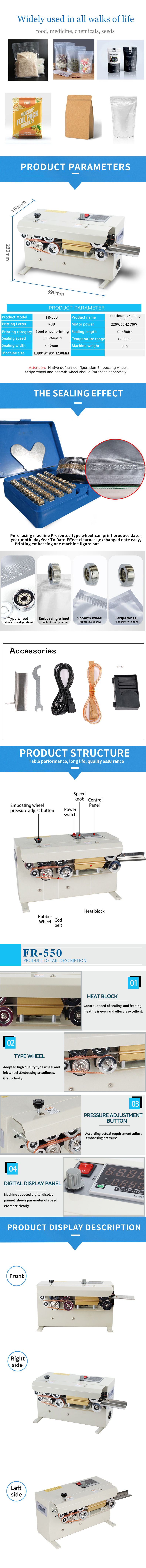 Semi Auto Continuous Band Sealing Machine FR-550 For Paper Packaging