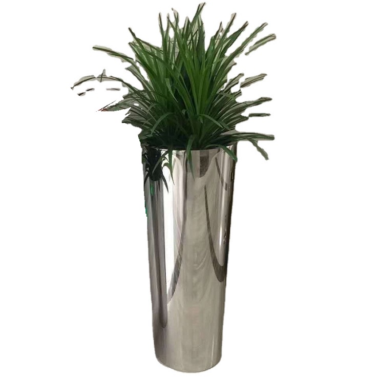 Custom Steel Garden Planter Cylinder Stainless Steel Large Flower Pots