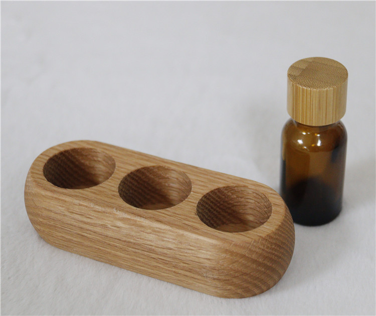 Newest Wood Essential Oil Bottle Display Stand Customized Wood base Solid Wood Oval shape Holder
