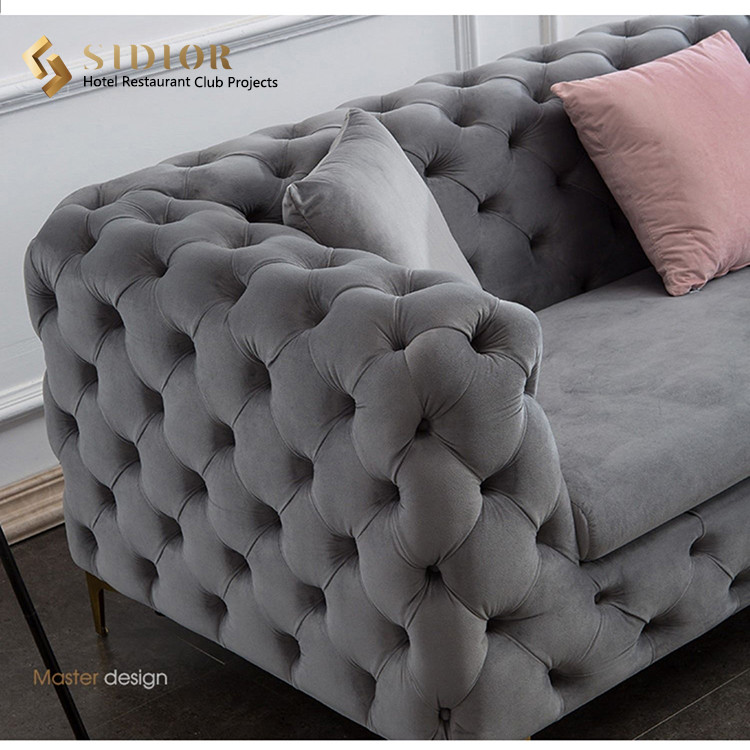 Living Room 2 Seater Fabric Chesterfield Sofa 1.7M Length OEM ODM