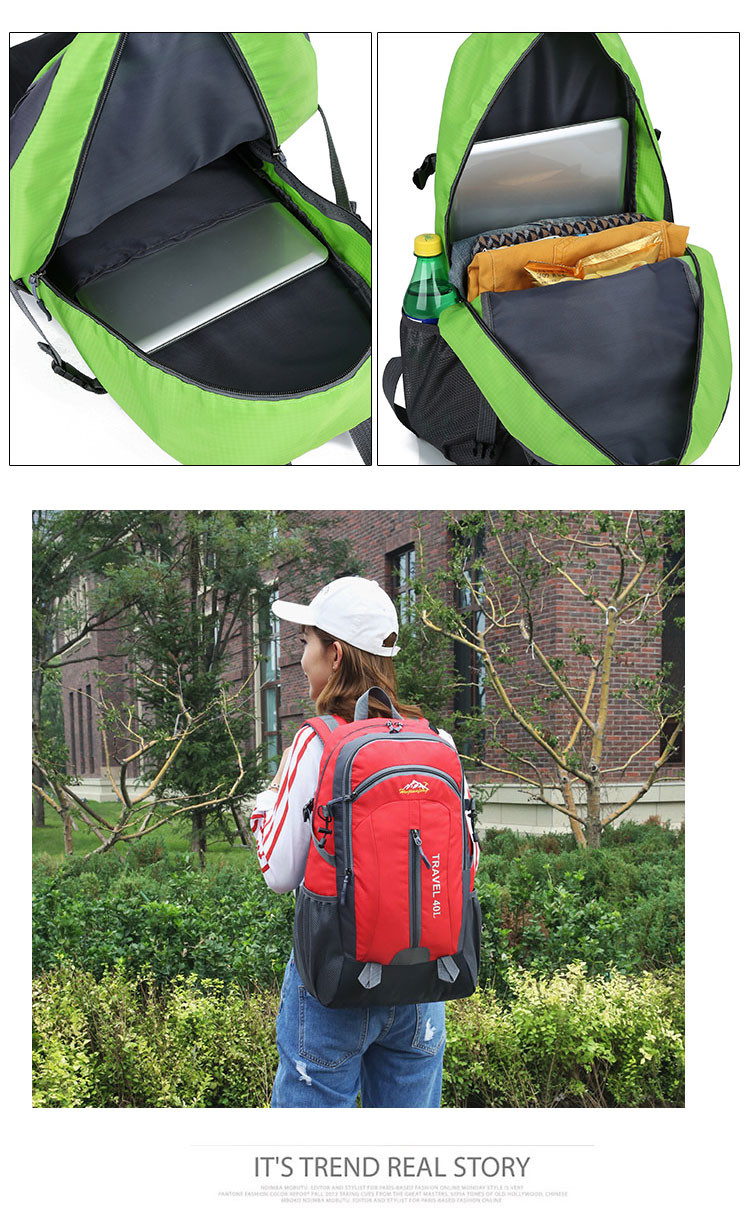 Orange 40L Waterproof Backpack 55cm Camping Travel Backpack With USB Charge Hole