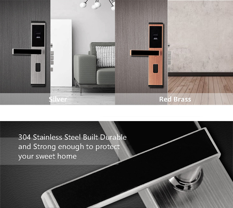 Stainless Steel Fingerprint Door Lock RFID Card Simple Modern Optical Sensor
