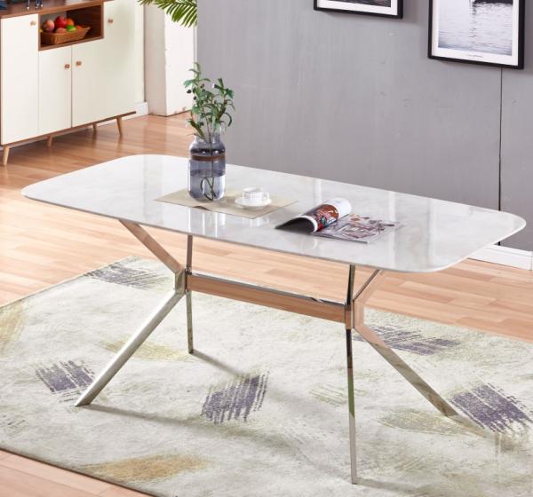 150cm Chromed Steel White 68kgs Modern Marble Top Dining Table