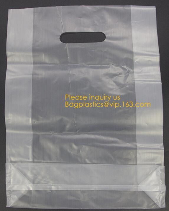 Custom Printed Stand Up Block BottomSoft Loop Handle Plastic Carrier Shopping Bag，Plastic Soft Loop Handle Bag for Shopp