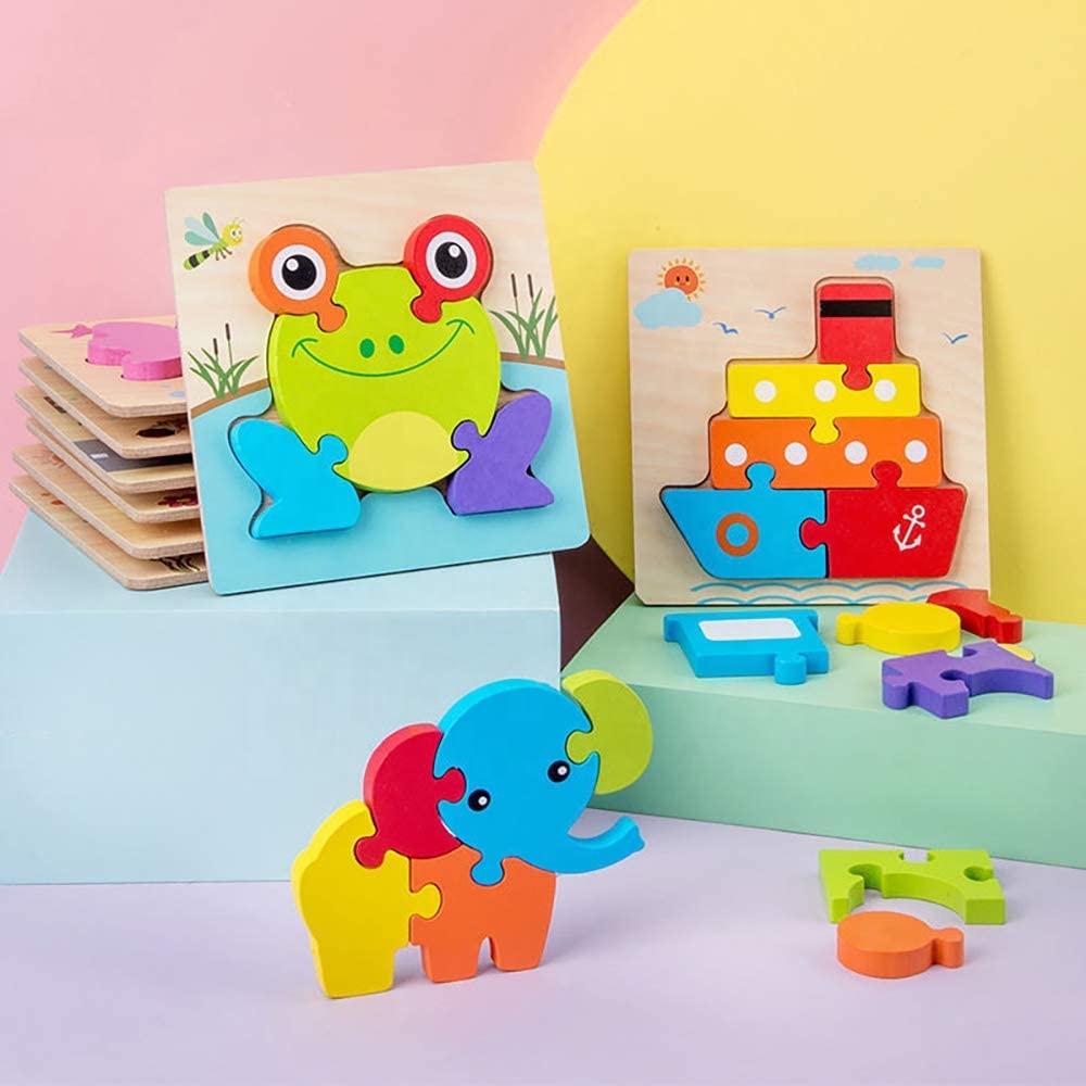 Unisex Toddler Wooden Puzzle Animal Patterned Baby Educational Toy