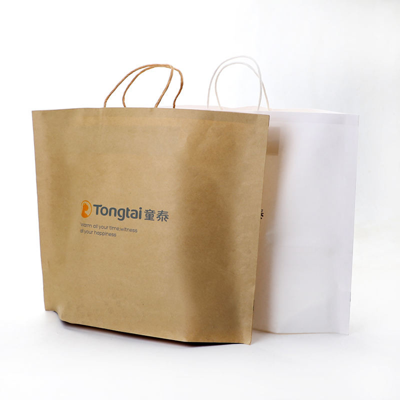 Customized Fashion Shopping Bag Take Away Food Bag Brown Kraft Clothing Paper Bag