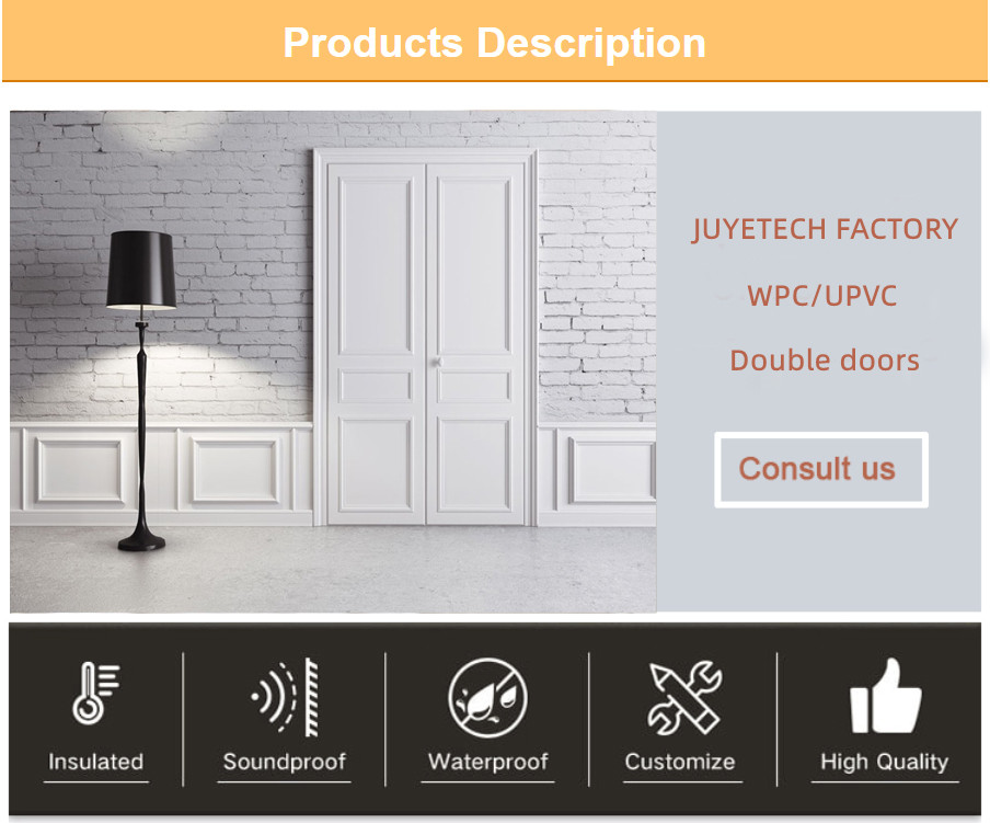 Fire Resistant WPC Exterior Door , Bedroom Double Door 45mm Thickness
