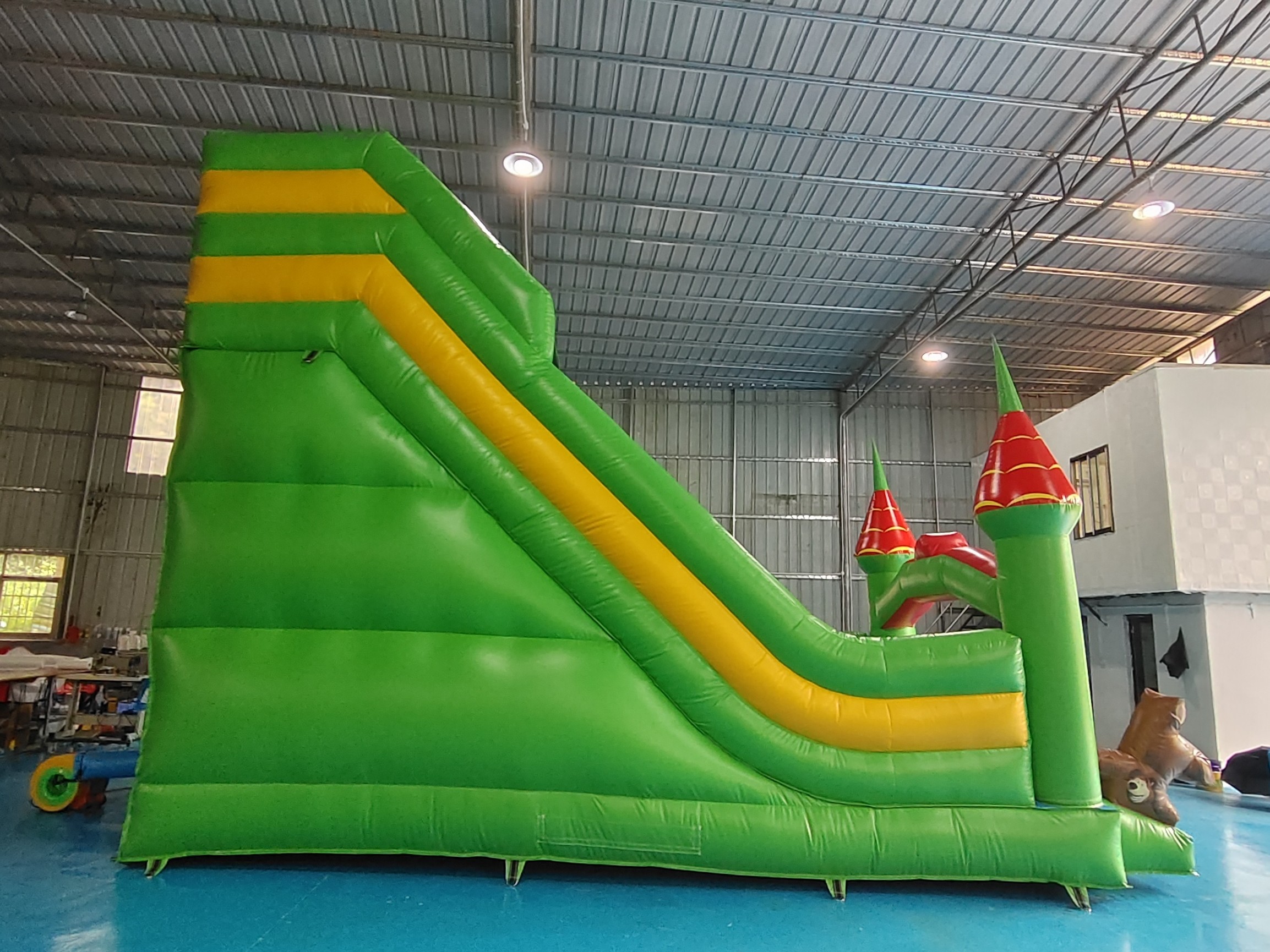Commercial Grade PVC Inflatable Dry Slide With Pillar Colorful Inflatable Double Slides For Kids
