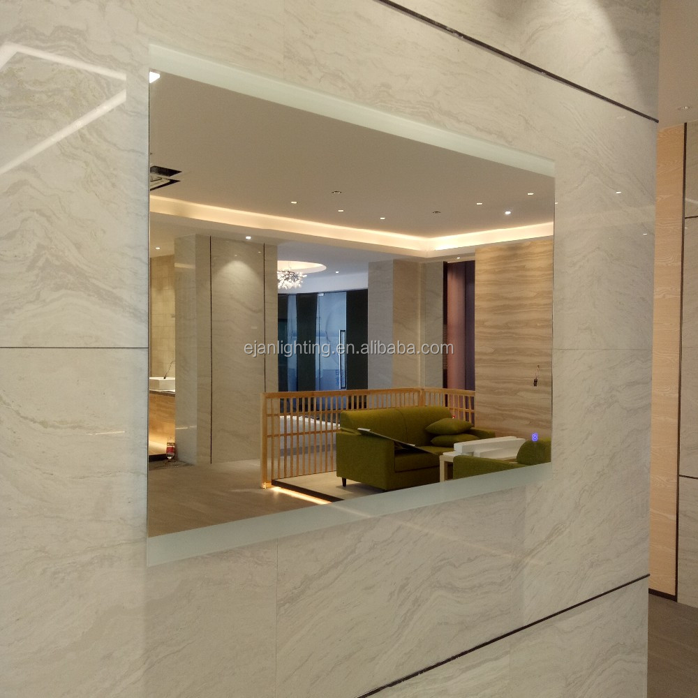 Customized Decorative Led Bathroom Mirror Light With Music Speaker and Rectangle Shape