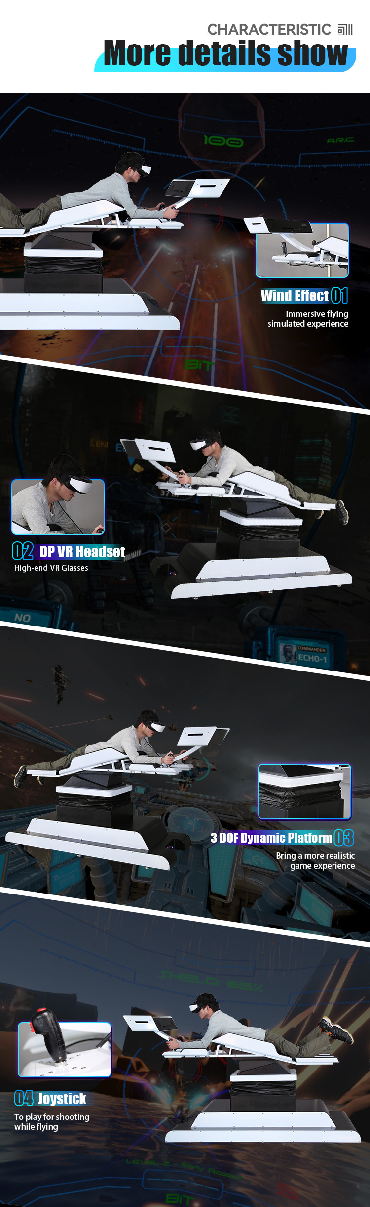 Interactive Full Motion Bird Fly Flight 9D VR Simulator With Face Wind Effect