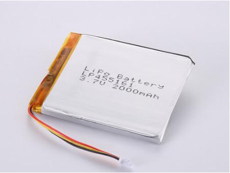 LP455161 3.7V 2000MAH li ion battery manufacturers Prismatic Silver Lithium