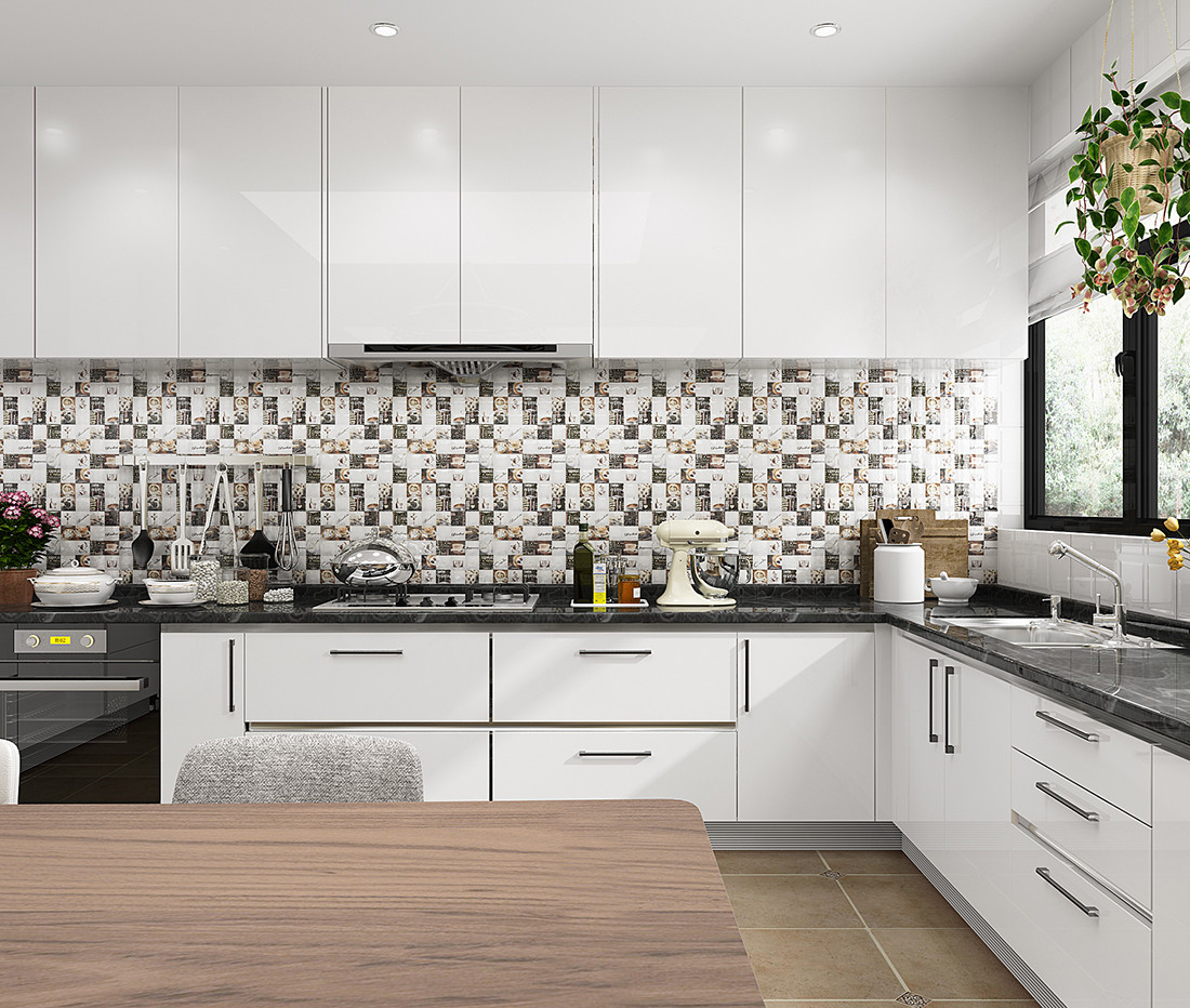 Antibacterial 300x300mm Ceramic Rustic Tiles For Living Room And durable white and brown Wall Tile For Dining Room